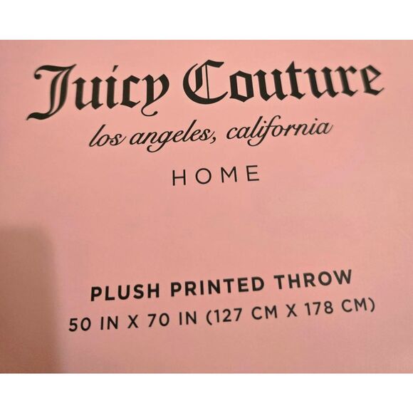 Juicy Couture Gold Foil Heart Crown Plush Throw Blanket - Picture 5 of 5